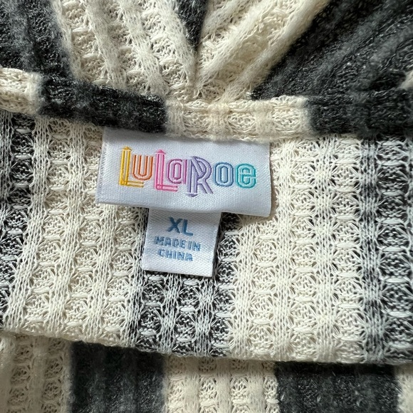 NWOT Lularoe Kristen top size XL oversized fit gray stripe waffle weave - Picture 8 of 9